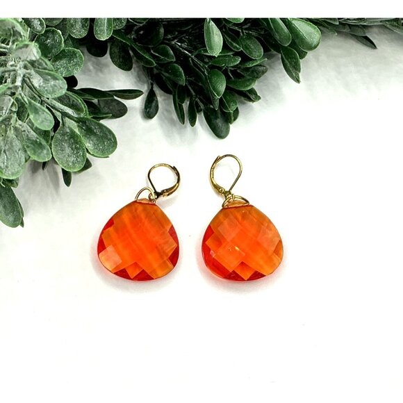 Faceted Teardrop Earrings Set In Assorted Colors With Gold-Plated Hooks - Picture 11 of 13